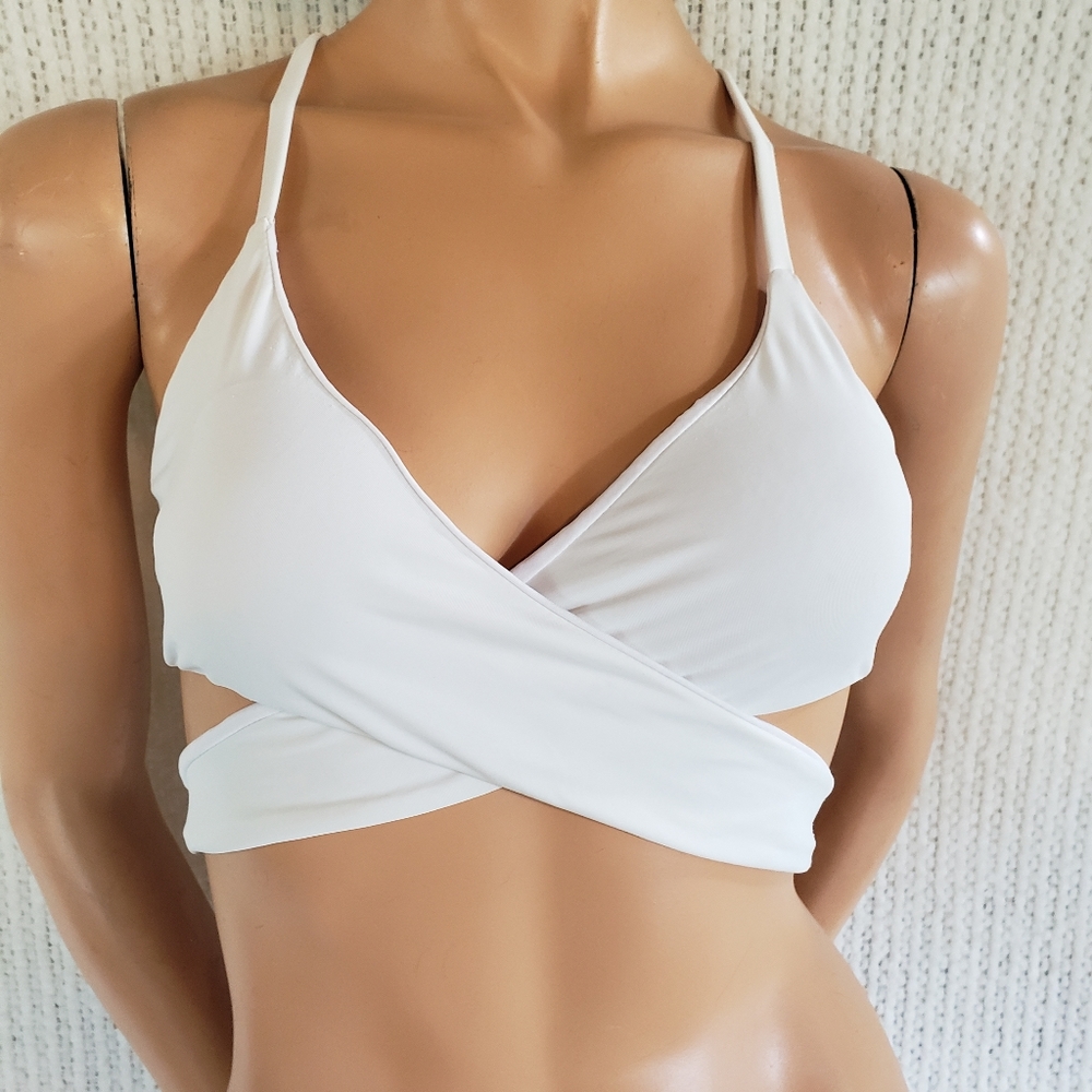 White strappy tie bikini top Size S
